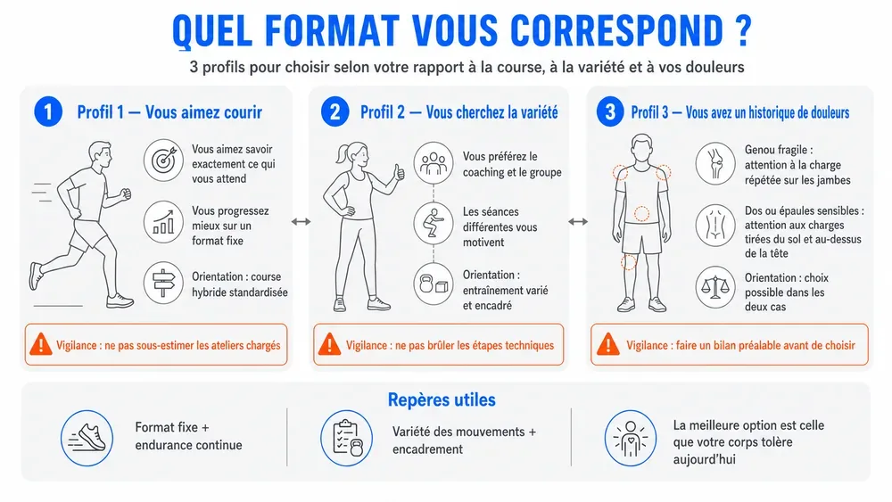 QUEL FORMAT VOUS CORRESPOND ? : 3 profils pour choisir selon votre rapport à la course, à la variété et à vos douleurs