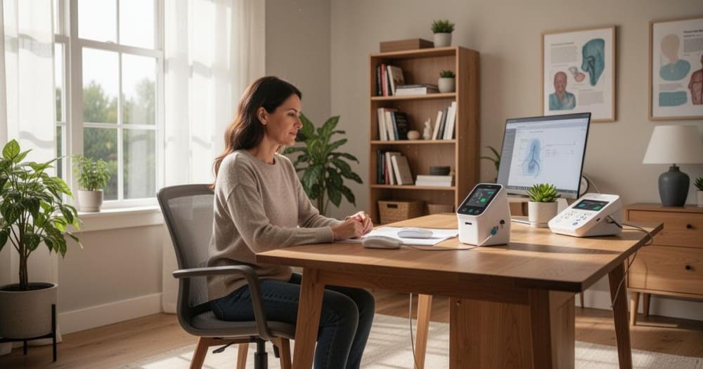 Femme effectuant un test en ligne Vivason